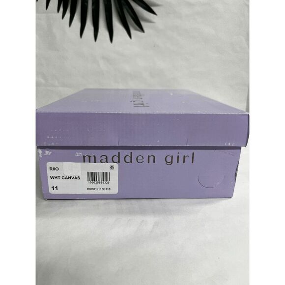 Madden Girl Women's Rio Ankle-Strap Crisscross Platform Sandals-White Canvas 11M - Picture 5 of 7